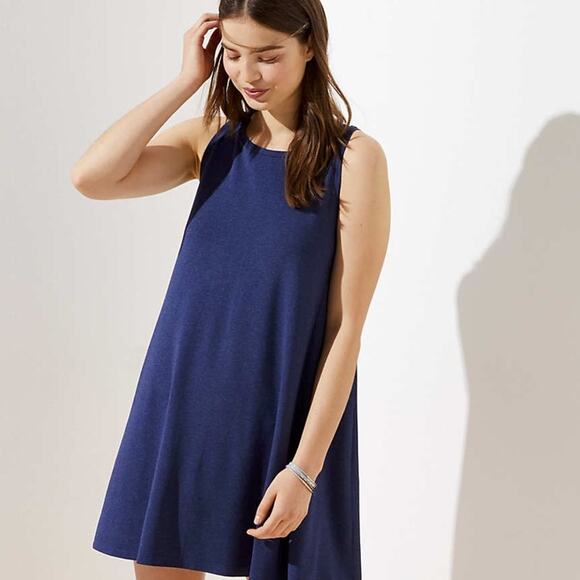 NWT LOFT Navy Tie-Back Sleeveless Nautical Swing Dress - SIZE XS - Picture 3 of 10